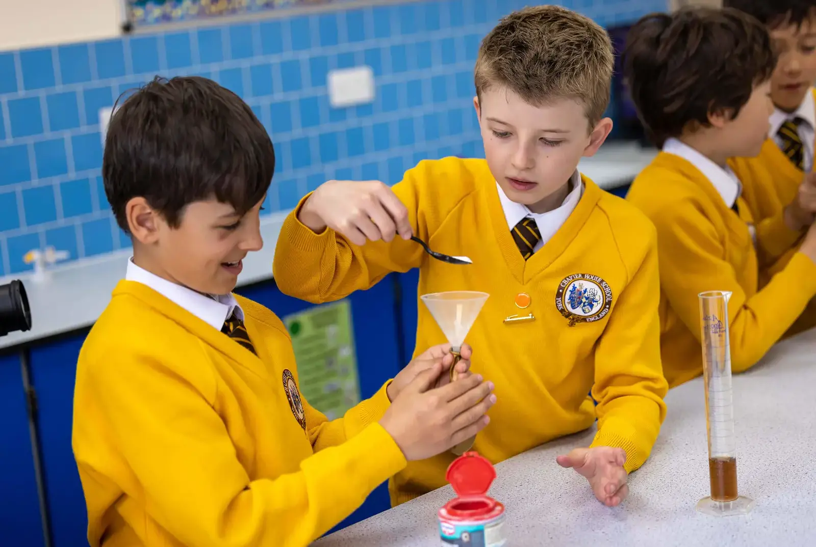 Chapter House School pupils conducting a science experiment
