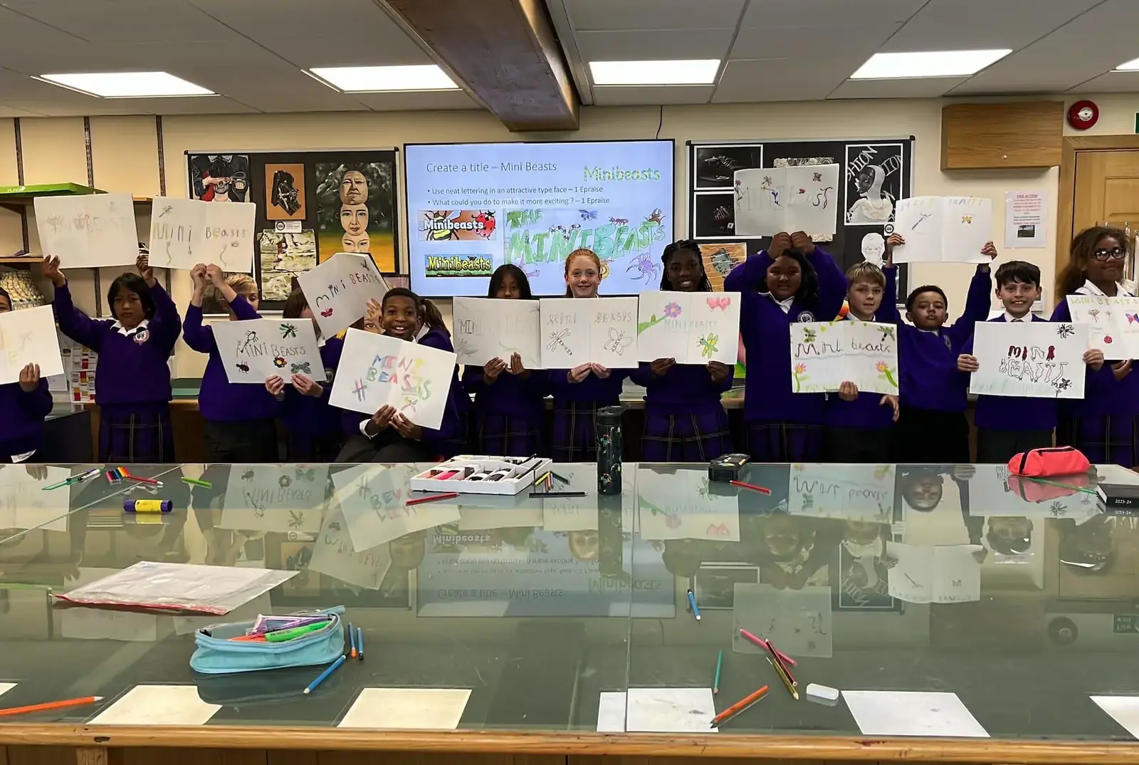 King's Magna pupils with their artwork