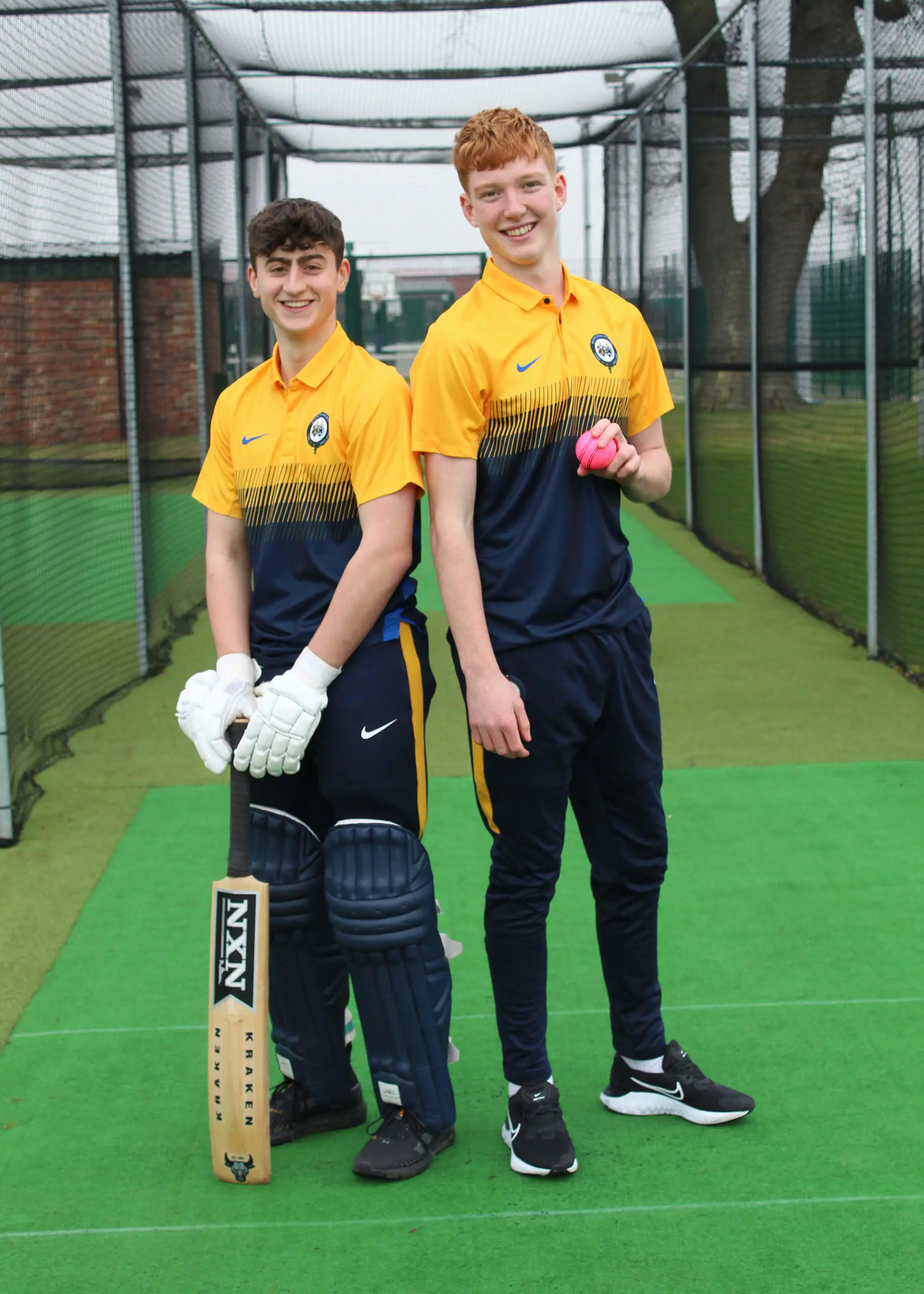 Students in the cricket nets at QE