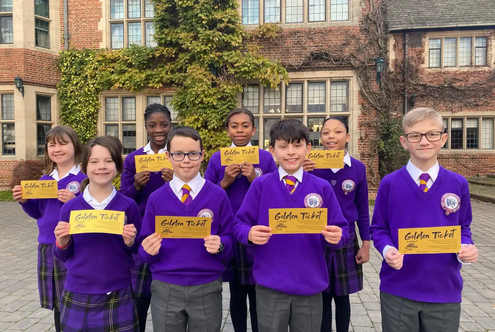 King's Magna pupils with their Golden Tickets