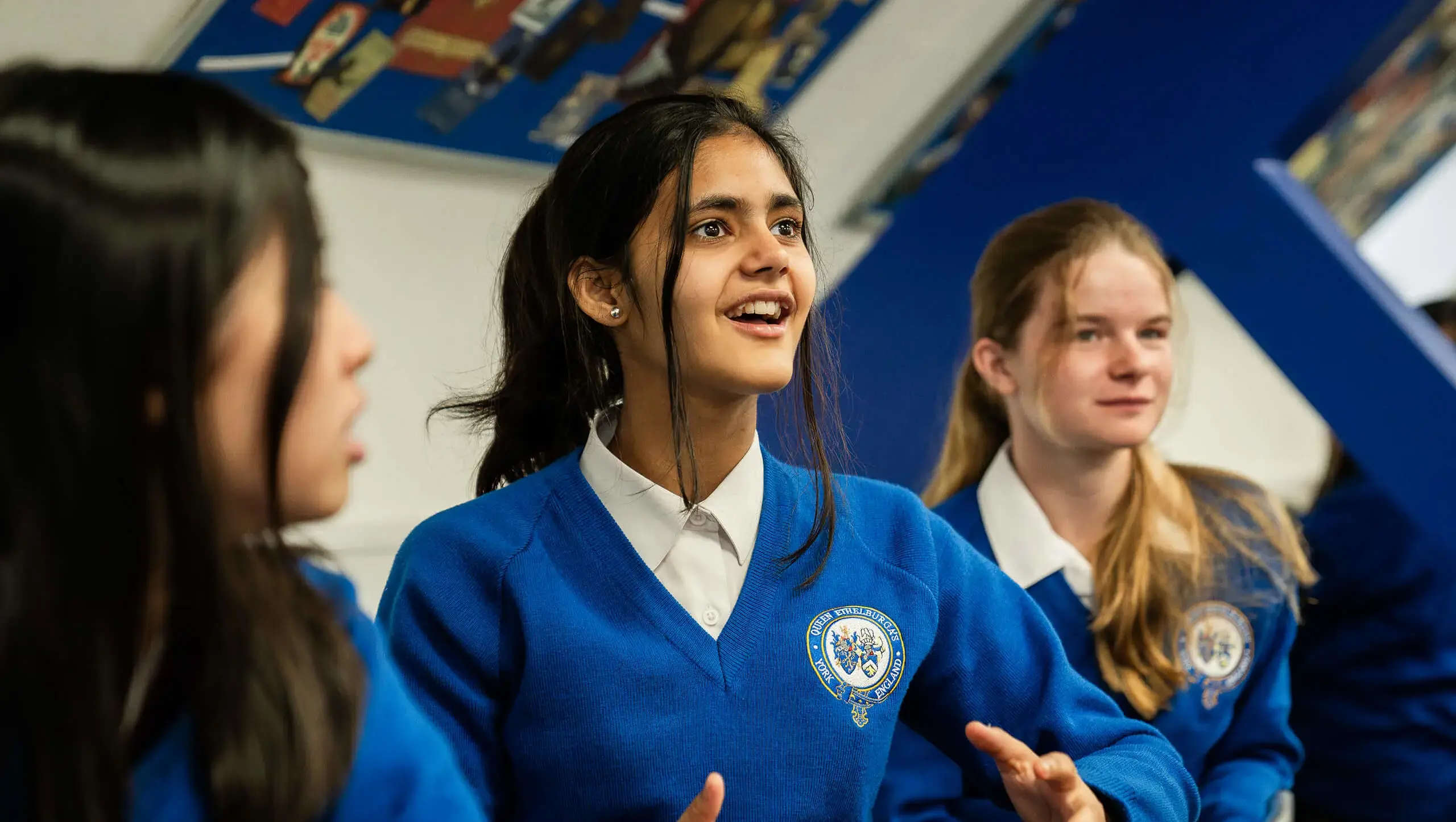 Senior school pupils in class at Queen Ethelburga's