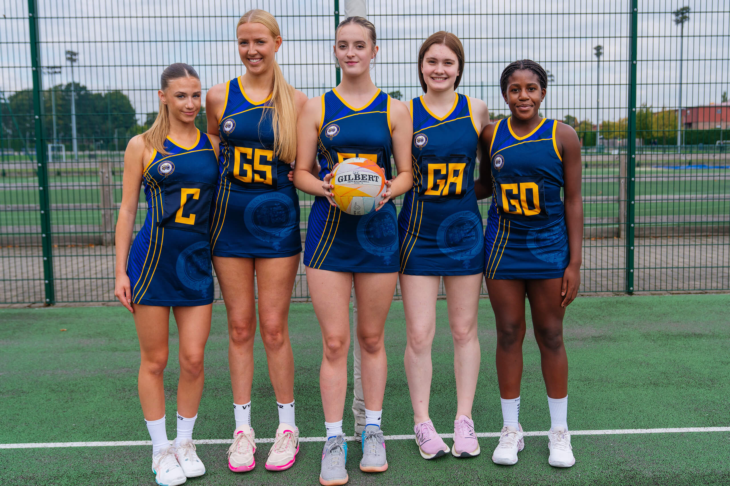 Group of netball students who have been selected for Leeds Rhinos