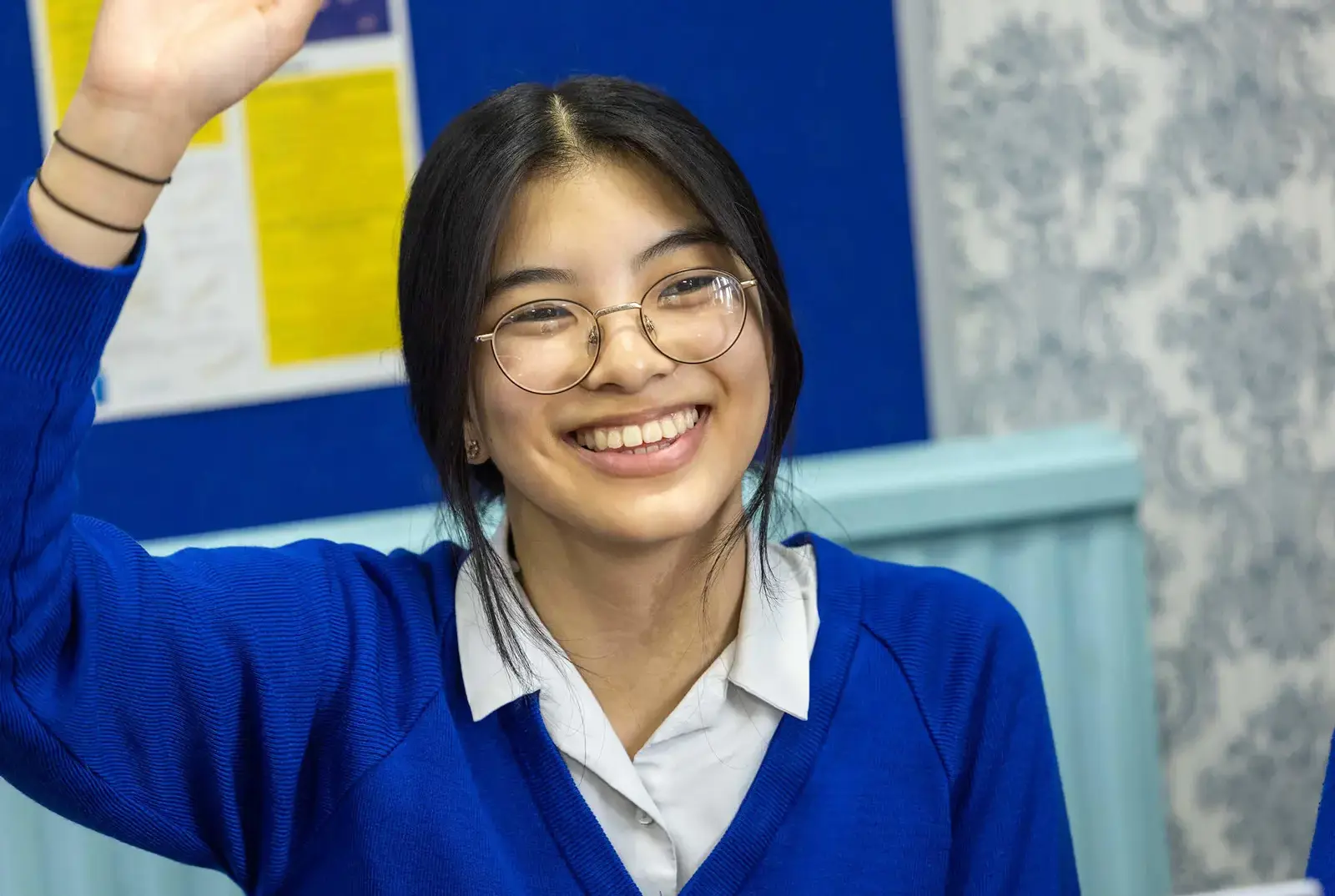 Queen Ethelburga's senior school pupil in class