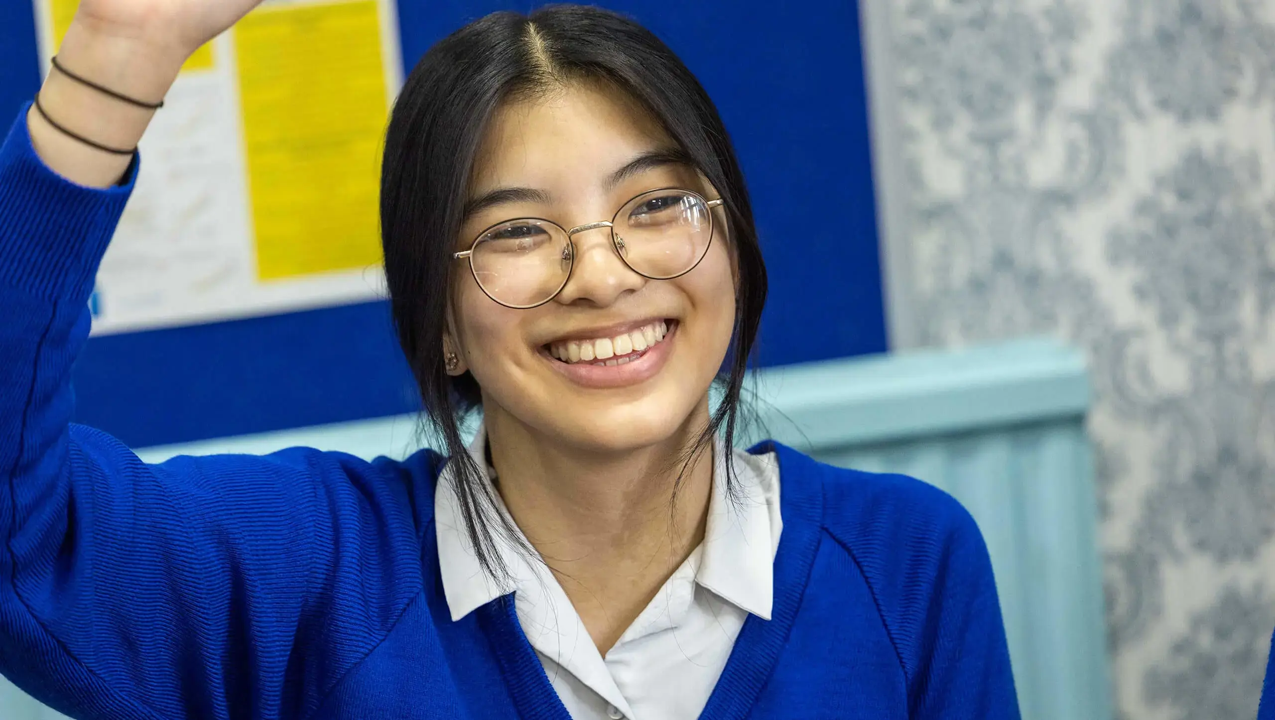 Senior school pupil in class at Queen Ethelburga's