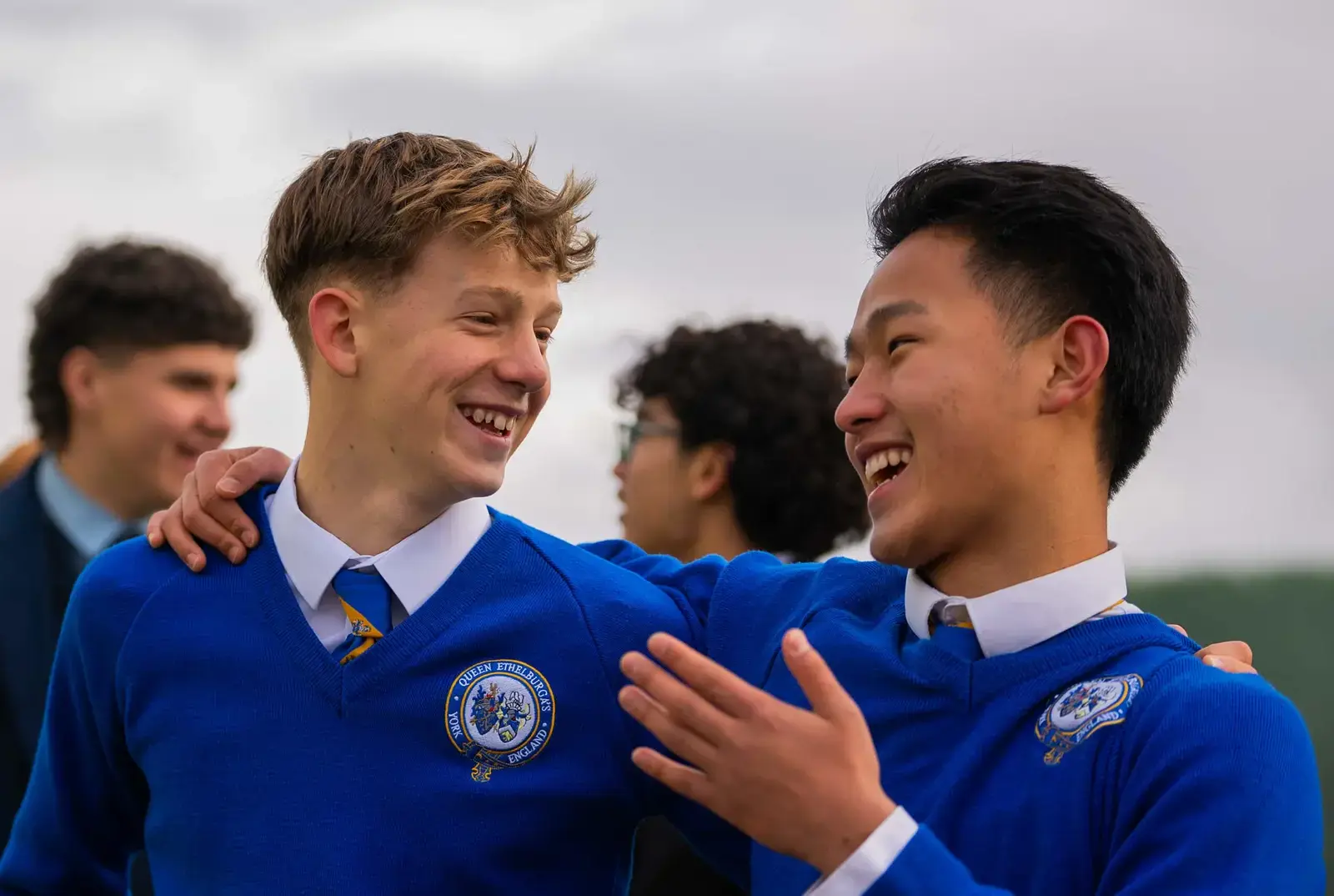 Two students from the Independent School in York celebrating the win.