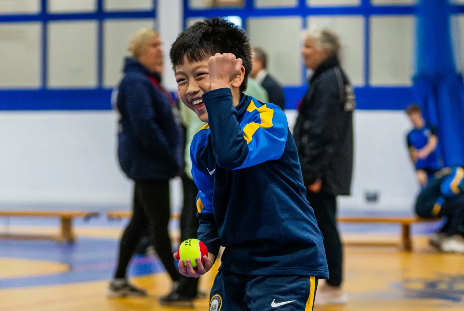 King's Magna student playing games in the sports hall.