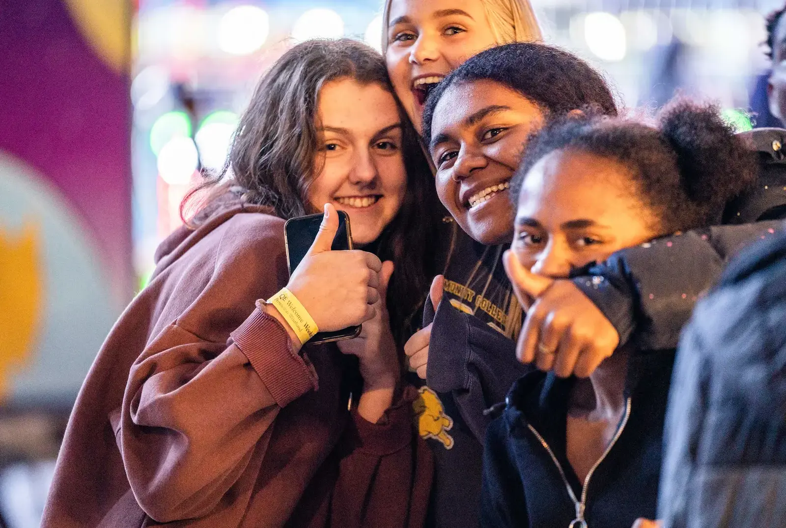 A group of Queen Ethelburga's students having fun together