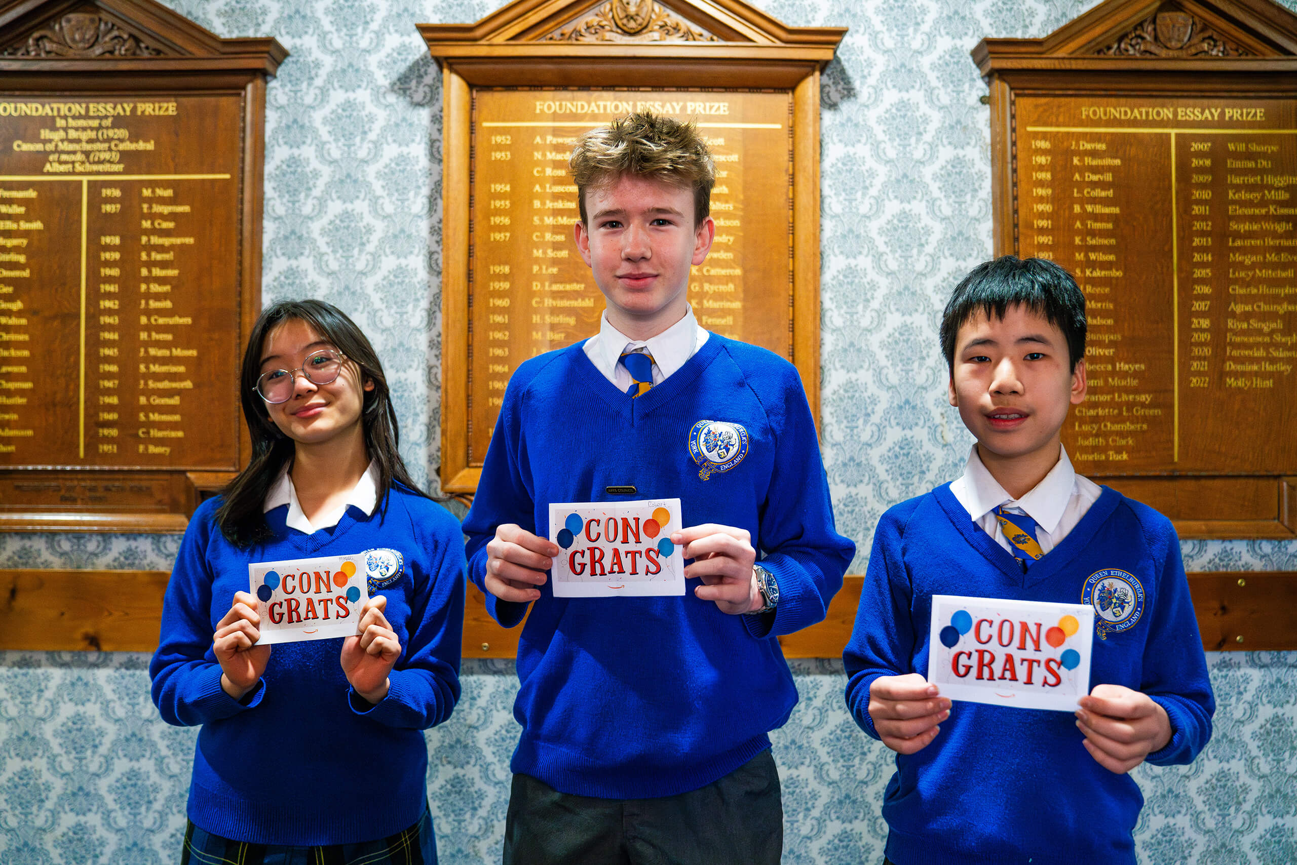 Key Stage 4 students who have previously won the Foundation Essay competition.